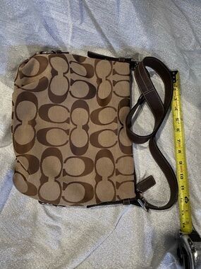 Coach Brown Signature Canvas Crossbody with Leather Trim